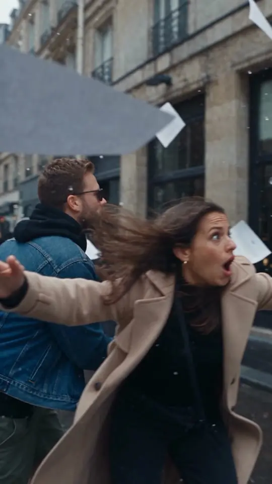 Náhled AI reklamy: lidé běží k billboardu FLAI Creators Club